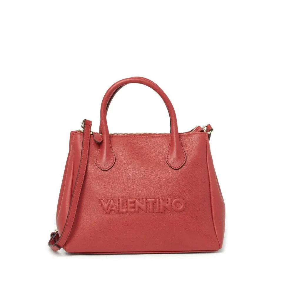 Mario Valentino Ally Leather Embossed Satchel Crossbody Bag Lipstick Red